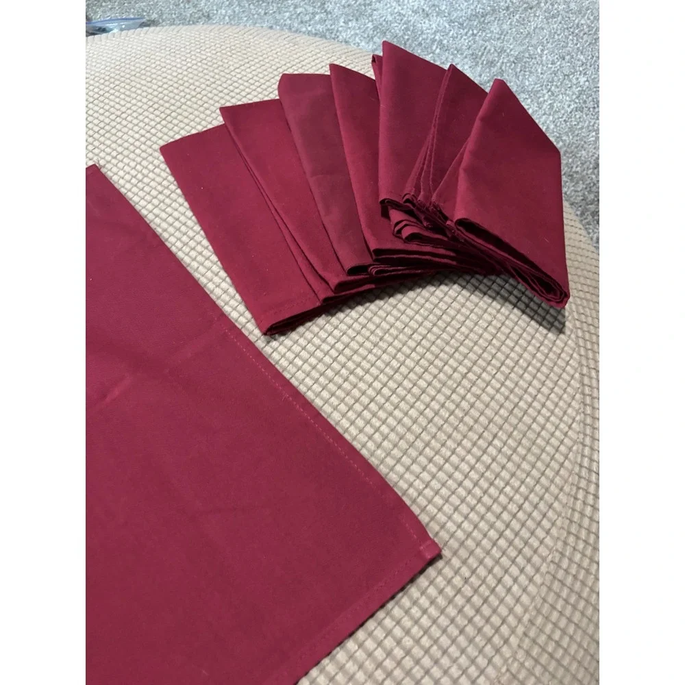 Set of 10 Burgundy Cloth Napkins Solid Red Wine Dinner Table Linens Square